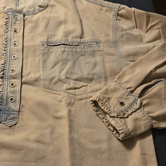 NEW Pink Denim Dreaming Pullover Oversized ruffled trim Blouse - Picture 10 of 10